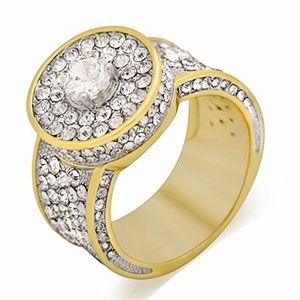 NWT!!! 18k Gold Plated Cubic Zirconia Ring for Men